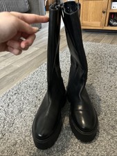 Women’s Schuh Black Leather Chunky Boots Size 5 Excellent Condition