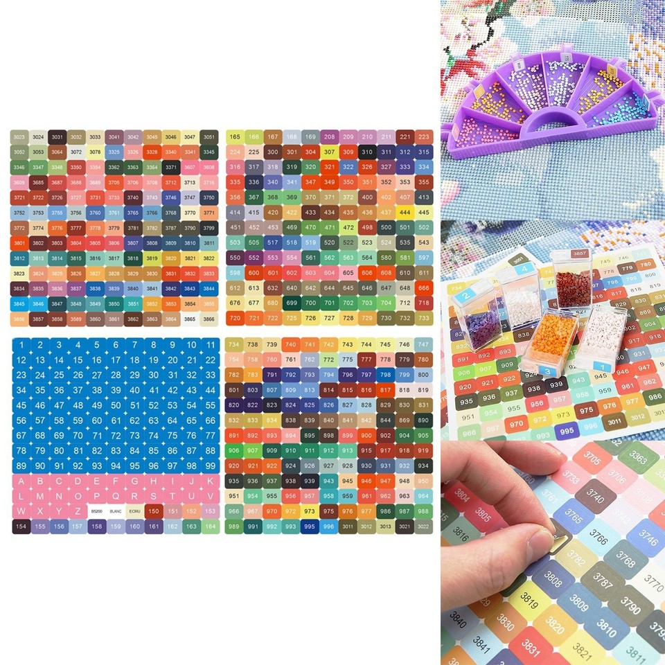 4Pcs Diamond Painting Color Number Stickers, DMC Number Matching 447 ...
