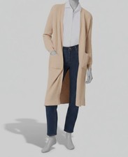 Jones New York Women Beige Ribbed Long-Sleeve Open-Front Cardigan Size L