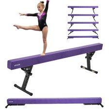 VEVOR Schwebebalken Gymnastik Kinder 241cm Höhenverstellbar Turnbalken Lila