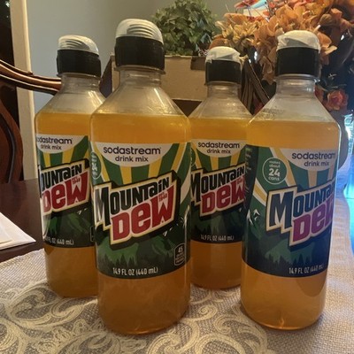 Unopened SodaStream Mountain Dew Soda Syrup Drink Mix 4pk.   Exp Date 3/9/2027
