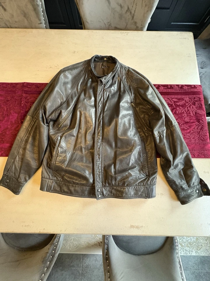 Chaqueta de cuero gris Bally Suiza talla grande 42 para hombre Foto 2 de 4