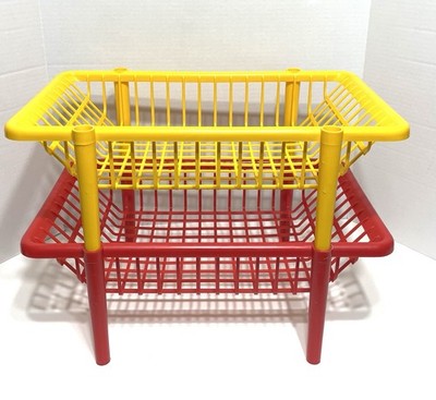 Vintage Kartell Stackable Storage Basket Yellow Red