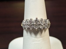 14 Karat Two Tone Gold Natural Diamond 2 Row ...