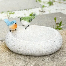 Bird Baths for Outdoors, Antique Outdoor Garden Bird Bath Resin Birdbath Bowl wi