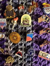 Pin Lot Of 18 Canada USA Flags Olympic Torch ...