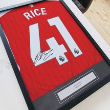 Declan Rice #41 Signed Print Framed Shirt Jersey Arsenal 2023-24