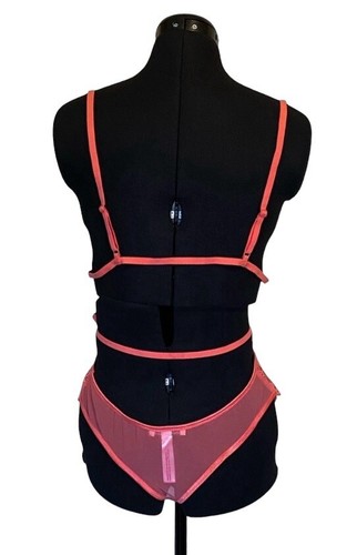 NWT- Linea Donatella Sexy Coral Lace Teddy & Wrap Robe 2pc Lingerie Set $72 - Picture 11 of 15