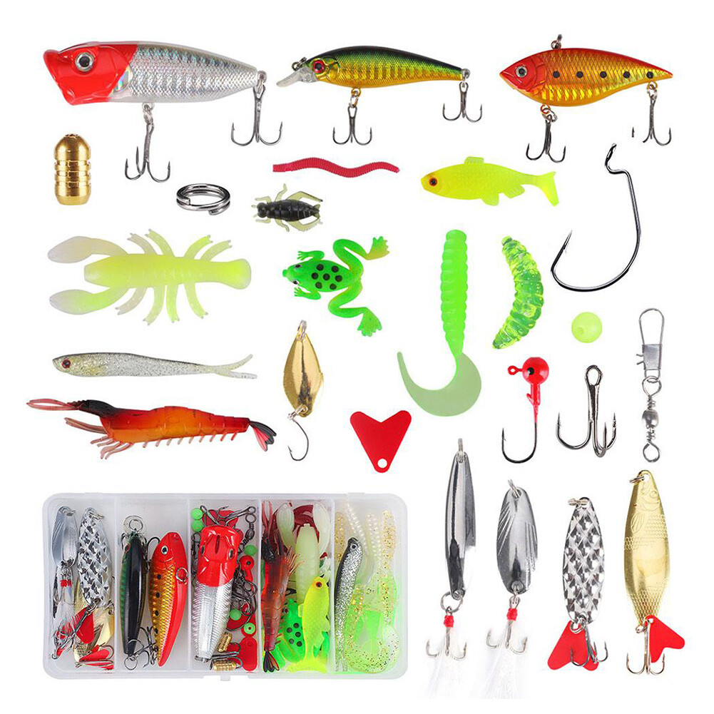 78pcs Fishing Accessories Kit Mixed Hard Wobbler Metal Jig Spoons Soft Lure Bait - Image 13