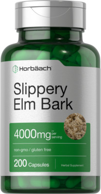 Slippery Elm Bark Capsules | 4000mg | 200 Count | Non-GMO | by Horbaach 