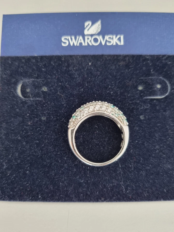 Ring  Silber mit kleinen Steinen besetzt 16,9 mm durchmesser Swarovski