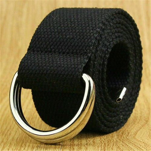 Men Women Canvas Belt Webbing D Ring Buckle Woven Military Army Waistband Combat - Picture 14 of 26