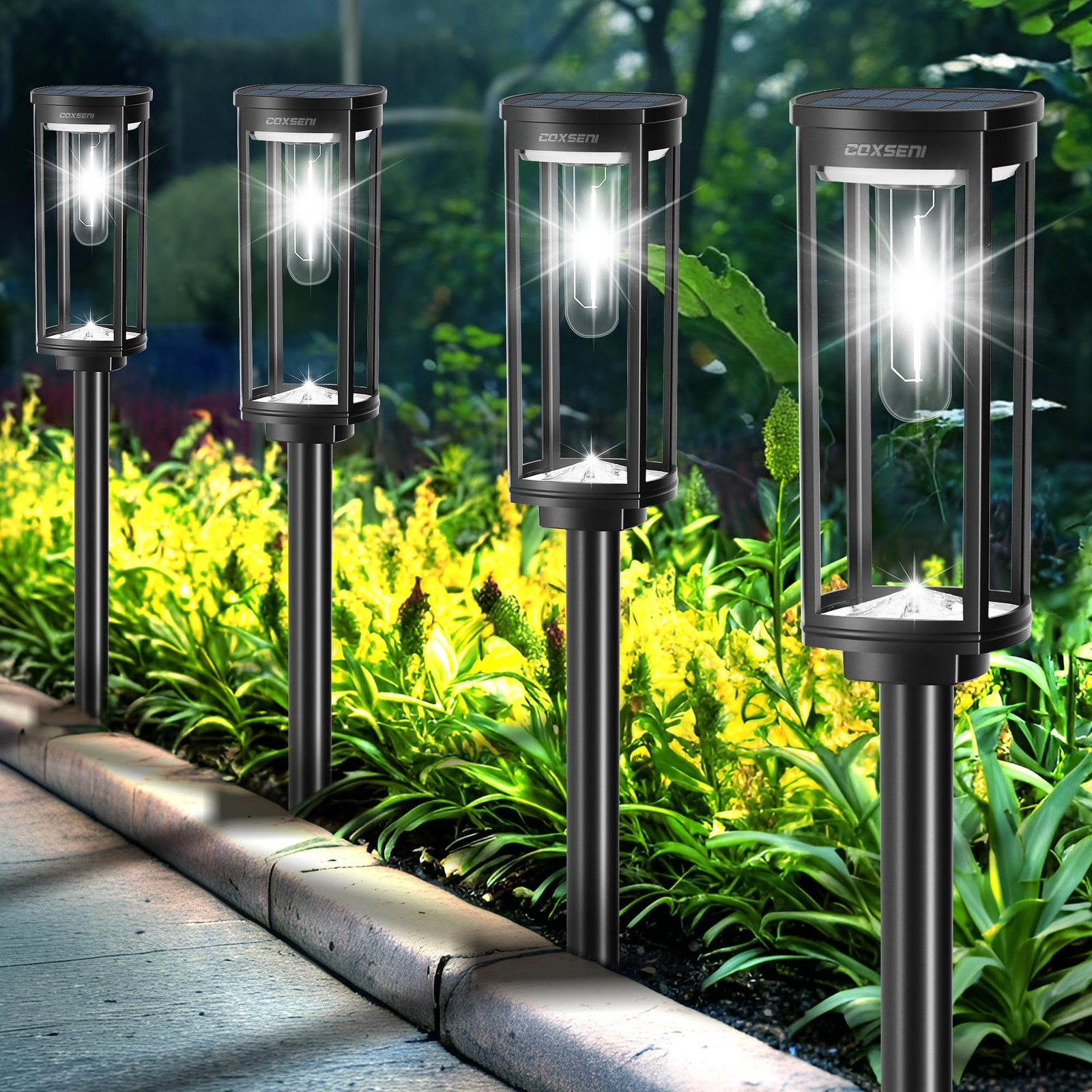 Bright Waterproof Solar Path Lights Outdoor 8 Pack for Pathways