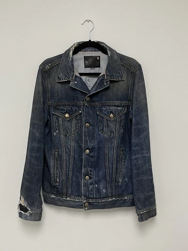 $1250 R13 Distressed Zipper Trucker Jacket Medium image 19