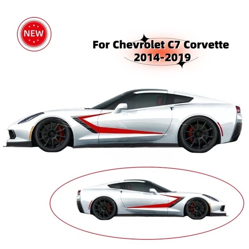 For Chevrolet C7 Corvette 2014-2019 Car Sport Racing Vinyl Stripes Decals Kit 2X - Picture 2 of 6