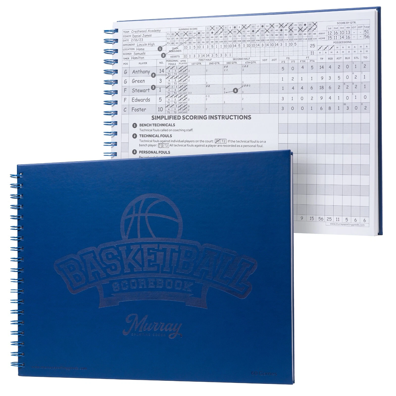 Murray Sporting Goods Basketball Scorebook - Thumbnail 4