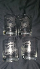 14 oz.  Whitetail Buck Etched Rocks Cocktail Glasses, Set of 4 