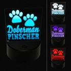 Doberman Pinscher Dog Paw Prints Fun Text 3D Illusion Led Night Light Sign Lamp