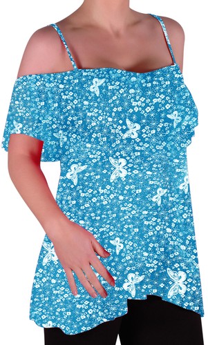 Womens Off The Shoulder Strappy Cami Vest, Tunic Blouse Cold Shoulder Swing Top - Picture 33 of 52