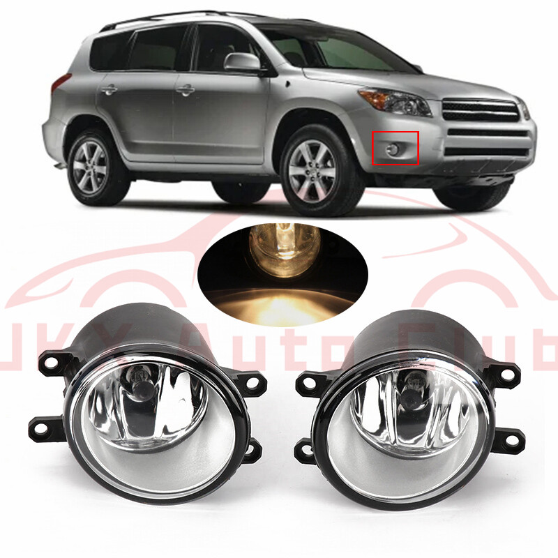 Pair Of Fog Lights For 2006-2012 Toyota RAV4 - Clear Lens, Halogen H11 Bulbs Included, DOT/SAE Certified