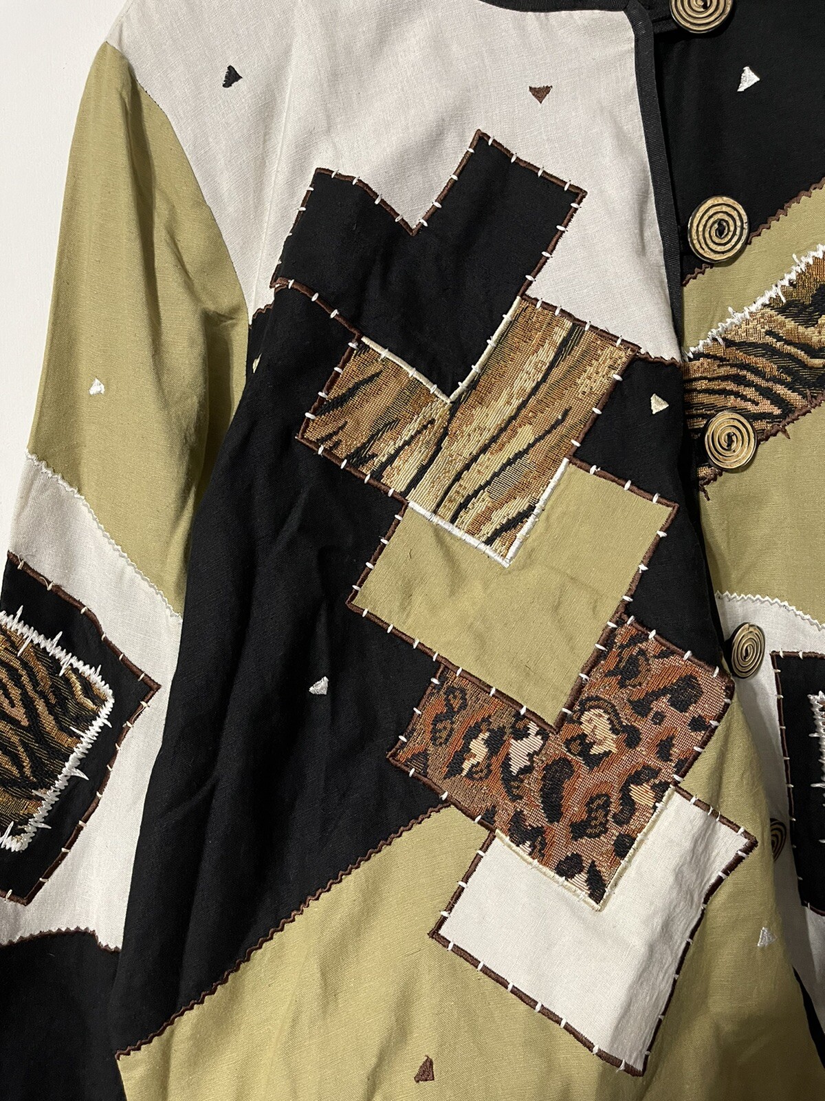 indigo moon patch pattern shoulder pads button up… - image 6