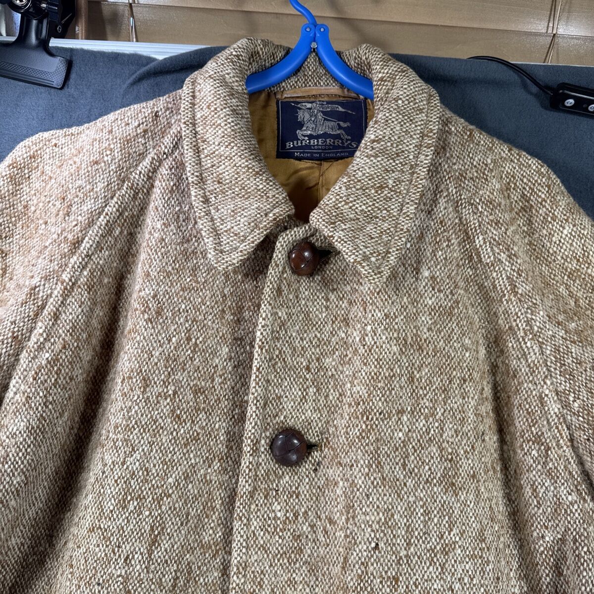 Vintage Burberrys Irish Hand Woven Tweed Long Coat Made In Vintage Burberrys Irish Hand Woven Tweed Long Coat Made In