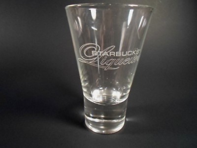 Starbucks Liqueurs Double Shot Glass Clear W/ White Collectible Discontinued