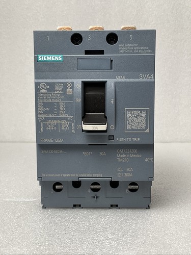 SIEMENS 3VA4130-5ED34-0AA0 3P 30A, BOLT-ON MOLDED CASE CIRCUIT BREAKER, NEW!! - Picture 3 of 6