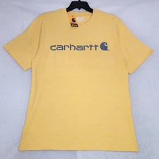 Carhartt Shirt Mens Medium Yellow Work Wear Outdoors Logo NWT