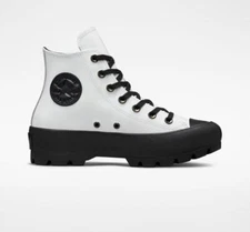 New NIB Converse Chuck Taylor All Star High Top White Leather Black Lugged Boots