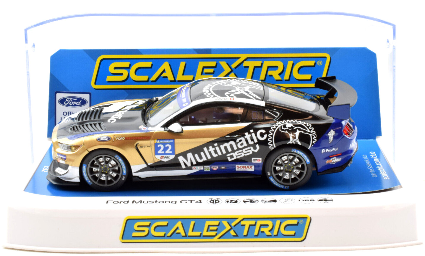 Scalextric Multimatic DSSV Ford Mustang GT4 DPR с фарами и 132 слотами для автомобиля C4403 9390₽