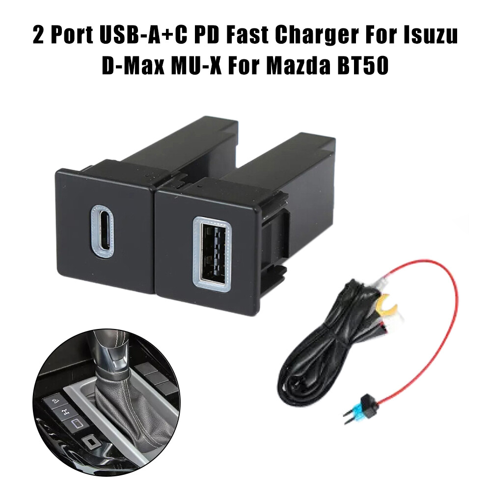 isuzu d max cigarette lighter fuse location Switch Button USB-C PD + USB-A QC3.0 Port Socket Kits For Isuzu D-Max MU-X  20-24