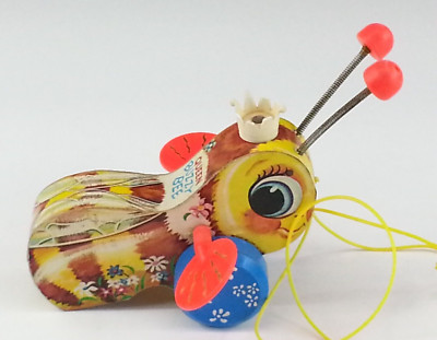 Vintage 1958 Fisher Price Pull Kids Toy Queen Buzzy Bee 444