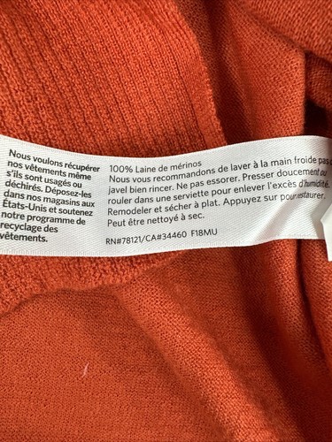 Eileen Fisher Wool Top Blouse Women Size PL Orange Long Sleeve Casual Business - Picture 10 of 14
