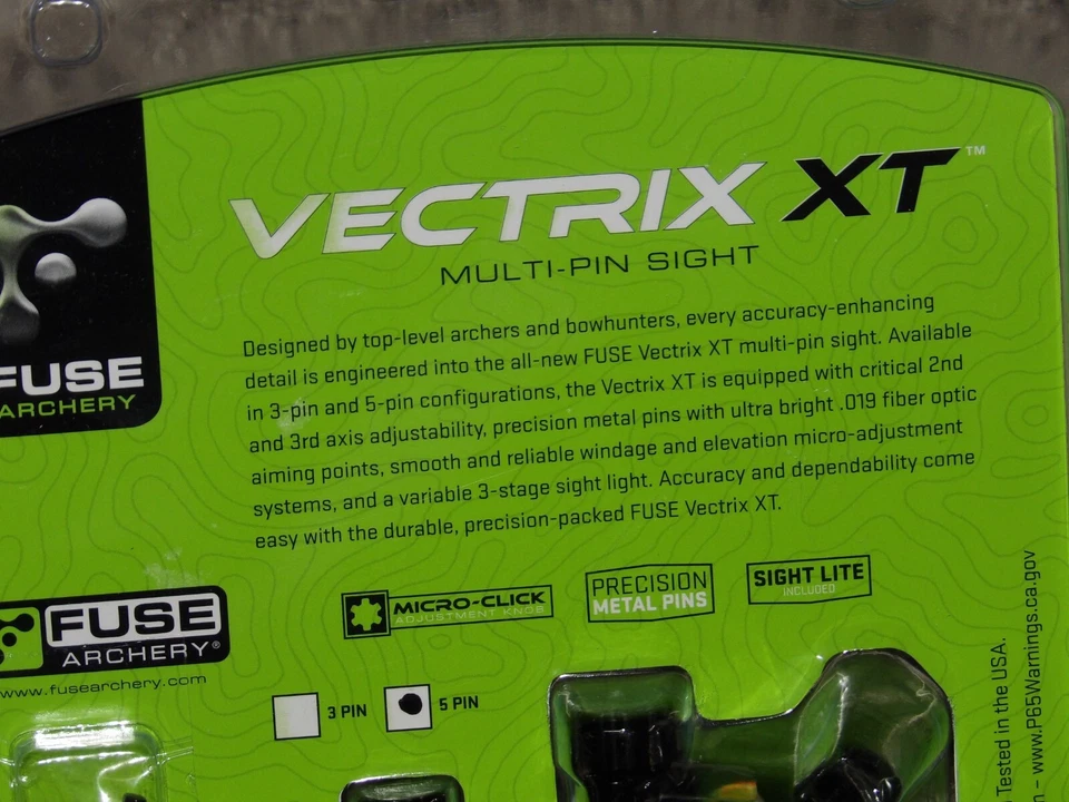 Nueva mira de arco Fuse Vectrix XT M5 - Micro afinación - negra - 5 pines en 0,019 pines - por Hoyt Foto 4 de 4