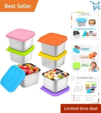 Stainless Steel Snack Containers Kids 6oz Leak Proof Food Storage Lunch Box