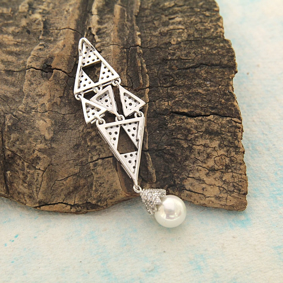 1 CT Round Cut Zirconia and Opal Dangle Pear Pendent in 925 Silver 18 Inch Chain - Изображение 4 из 4