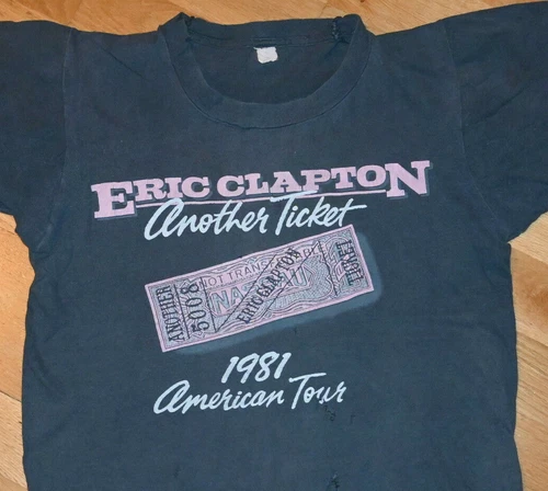 ERIC CLAPTON rock concert tour tee shirt M 70s 1980s vintage concert t-shirt, vintage, single stitch, B+ condition