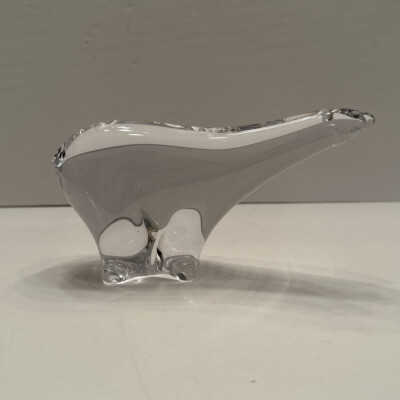 1960 MALERAS Modernist Crystal Polar Bear Signed  Maleras FW  By Folke Walving