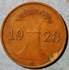 Germany Weimar Republic 1 Reichspfennig 1928 A KM#37