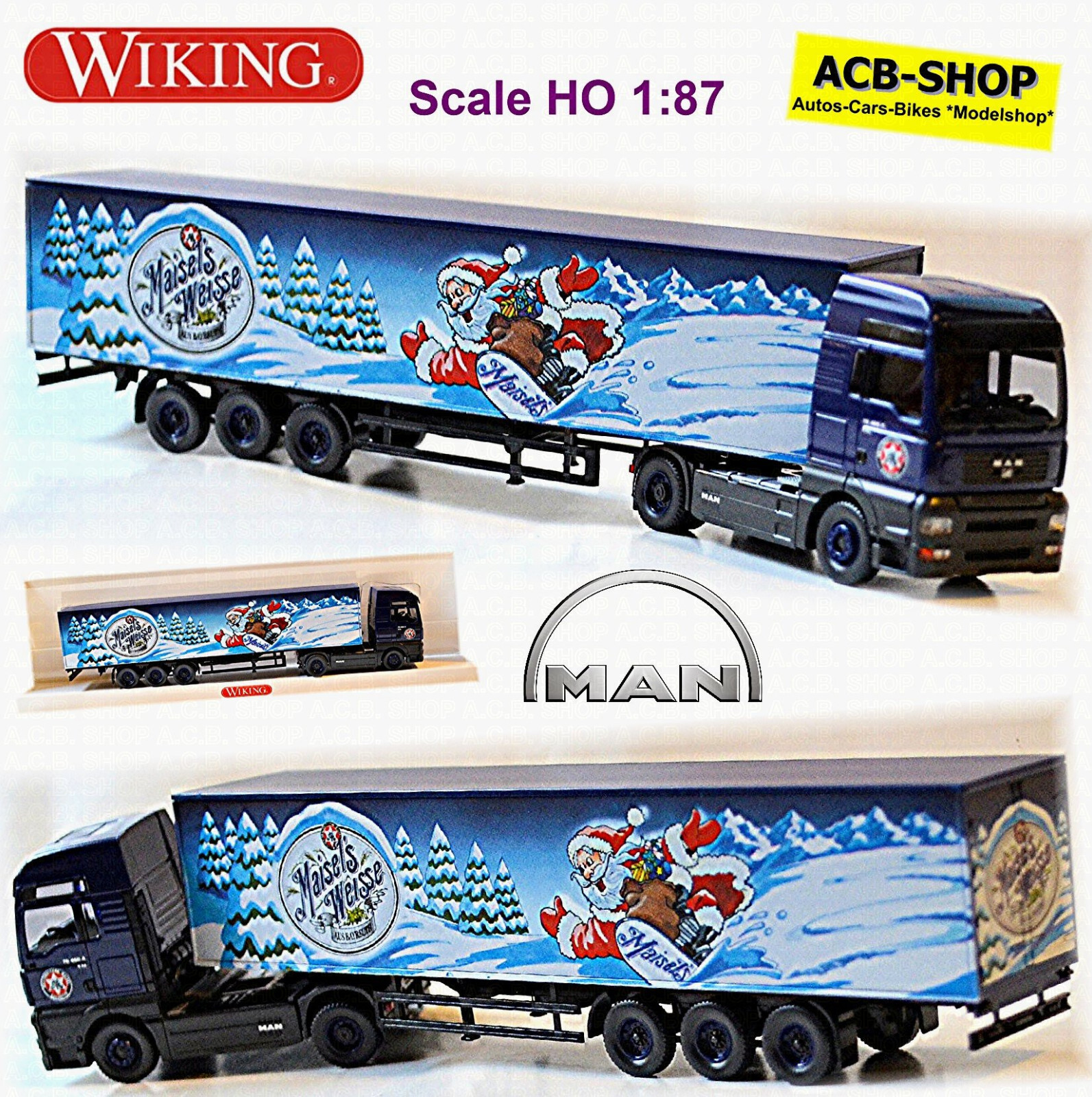 Man Tg-A Xxl 18.460 Koffer Sattelzug Maisel's Weisse Weihnachtsmann 1:87 Wiking