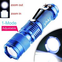 Yhkj Blue 7w 300lm Mini Cree Led Flashlight Torch Adjustable Focus Sk68 Zoom ... on sale Yhkj Blue 7w 300lm Mini Cree Led Flashlight Torch Adjustable Focus Sk68 Zoom ... on sale