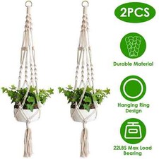 2 PCS Plant Hanger Flower Pot Plant Holder Large 4 Leg Macrame Jute 41in Yard