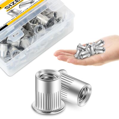 100Pcs 5/16 Nut Rivet Nuts 304 Stainless Steel Flat Head RIV Nuts Rivets Nuts...