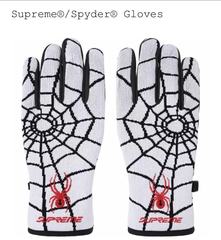 Taille S Blanc Supreme x Spyder x New Era   Gants en toile d'araignée   Écran tactile