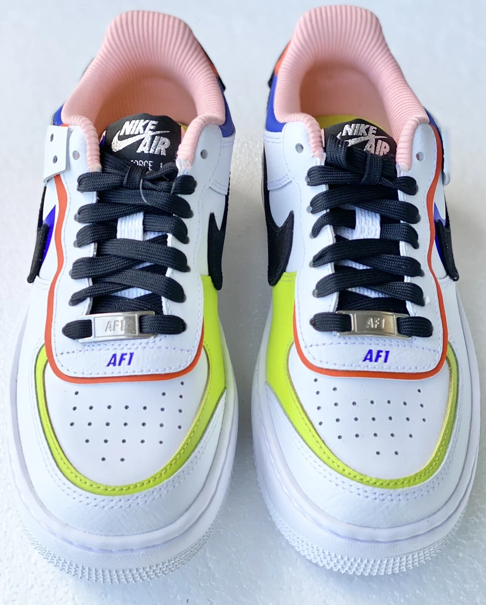 Women Nike Air Force 1 Shoes Shadow White Black Racer Blue DV2186