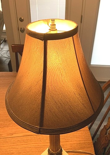 Vintage Heavy Table Top Lamp with Solid Brown Lamp Shade 27 1/2" Tall - Picture 3 of 4