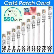 White Cat6 Patch Cord Network Cat6 Cable Ethernet Router Cable Internet RJ45 LOT