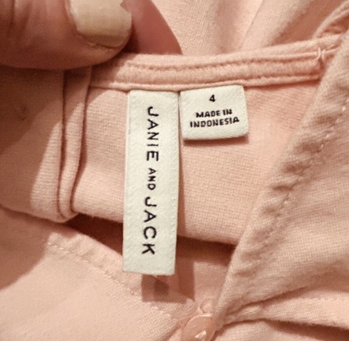 JANIE And JACK Size 4 Dress Ruffle Sleeve Pink Cotton Stretch - Picture 5 of 5