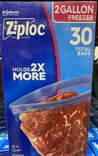 Ziploc 2-Gallon Seal Top Freezer Bags, 30 ct. Holds 2X More